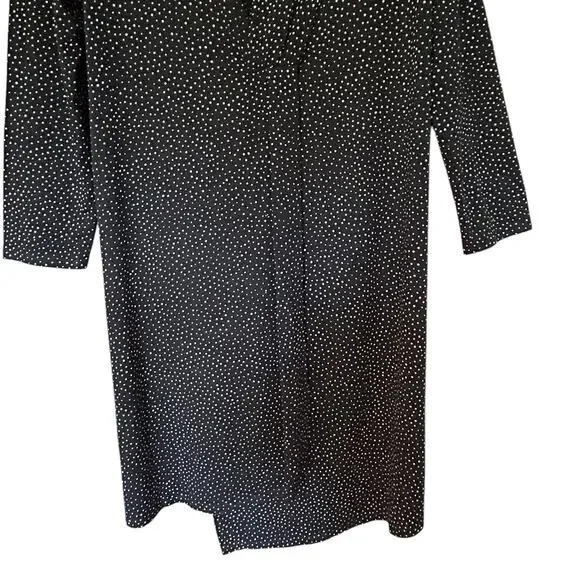 J. JILL Wearever Women’s Black White Polka Dot Faux Wrap Jersey Dress Size PL - Picture 3 of 12